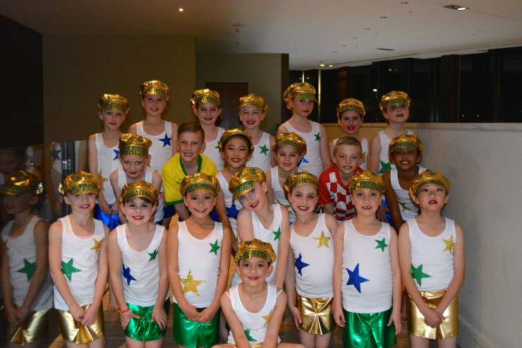 Our beach girls and soccer stars ready to go on stage and dance. 