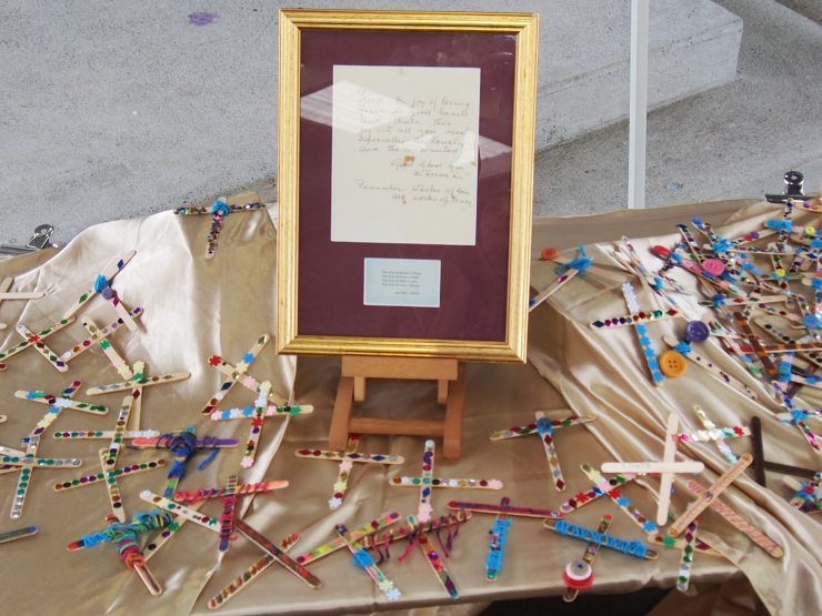 St Teresa relic in a sea of crosses.