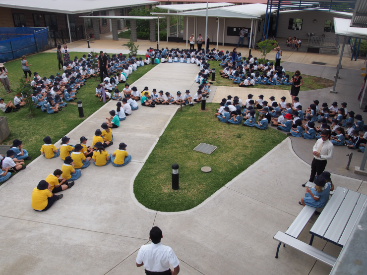 OLA students gather to pray the Rosary.