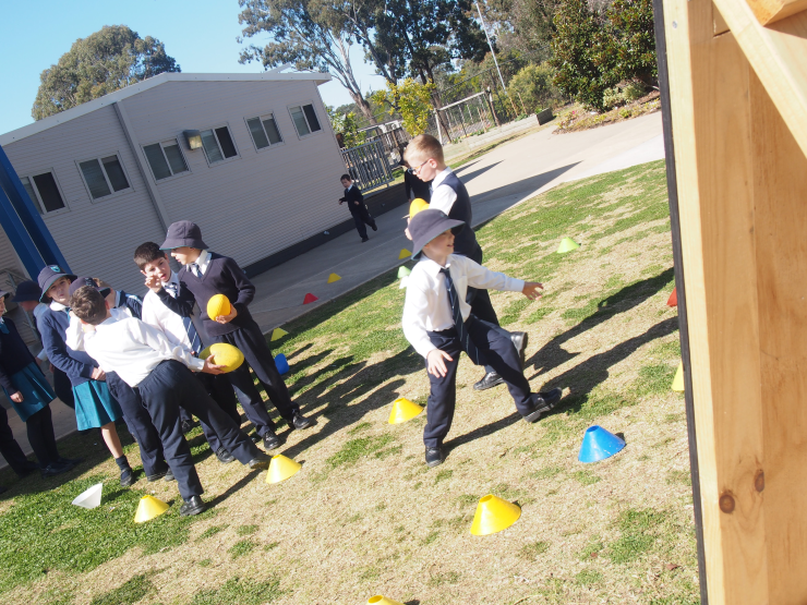 Footy throwing was a hit with the boys and some girls.
