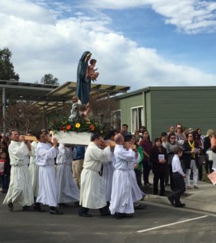 Statue of Our Lady of the Angels in procession